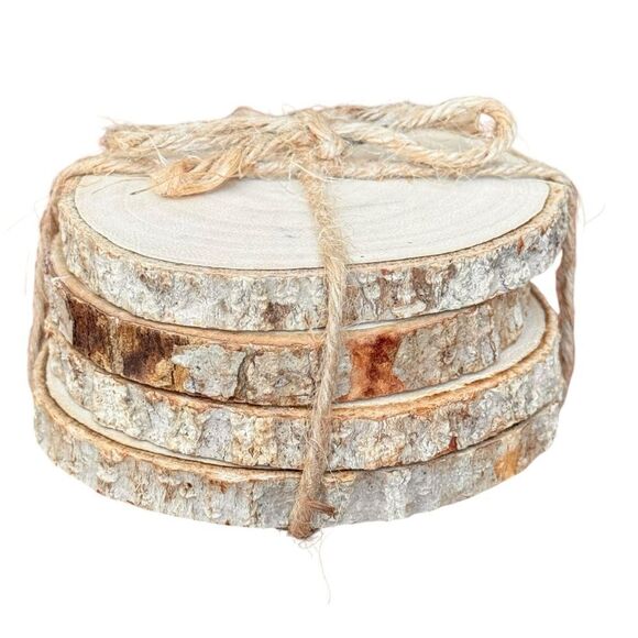 Decorative Twine Wrapped Wooden Decorative Stack of Coasters. - Picture 1 of 6